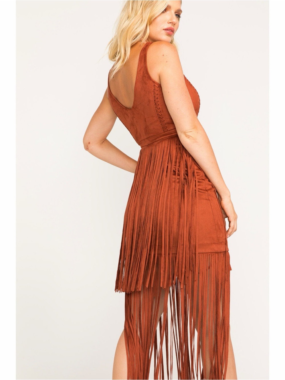 Idyllwind Rust Fringe High-Low Dress - Picture 3 of 8